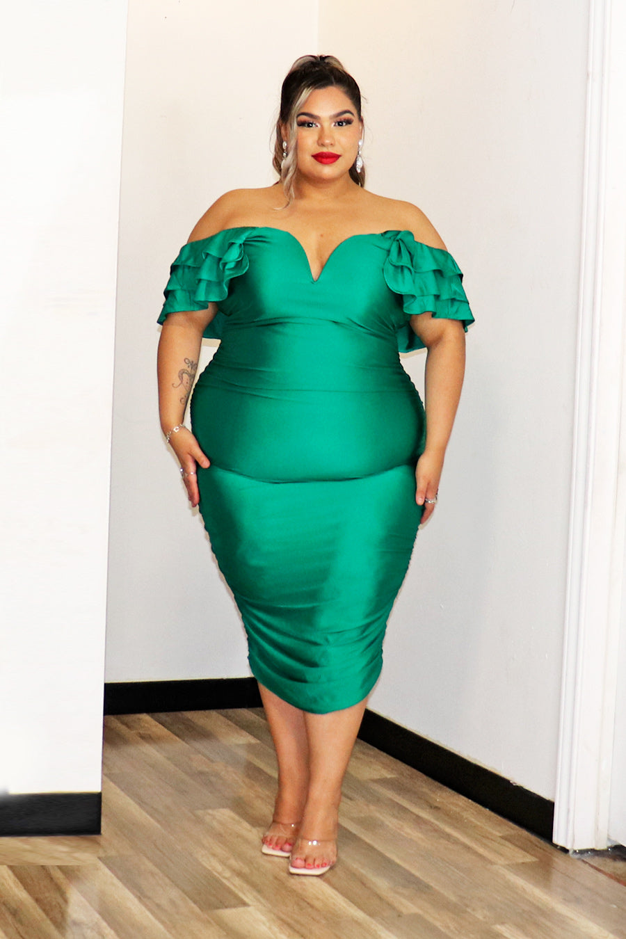 Uma Off Shoulder Midi Dress Divas Plus