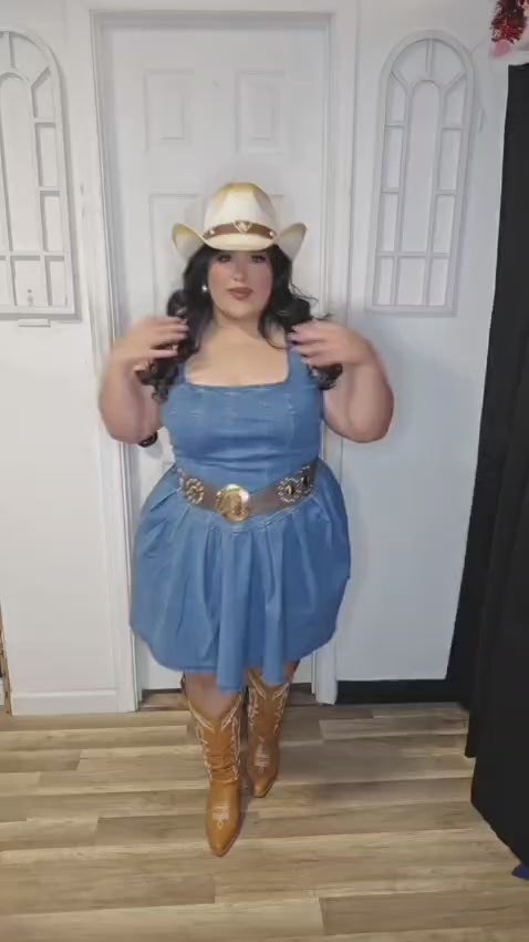 Plus Size Denim Fit & Flare Mini Dress | Divas Fashion Boutique